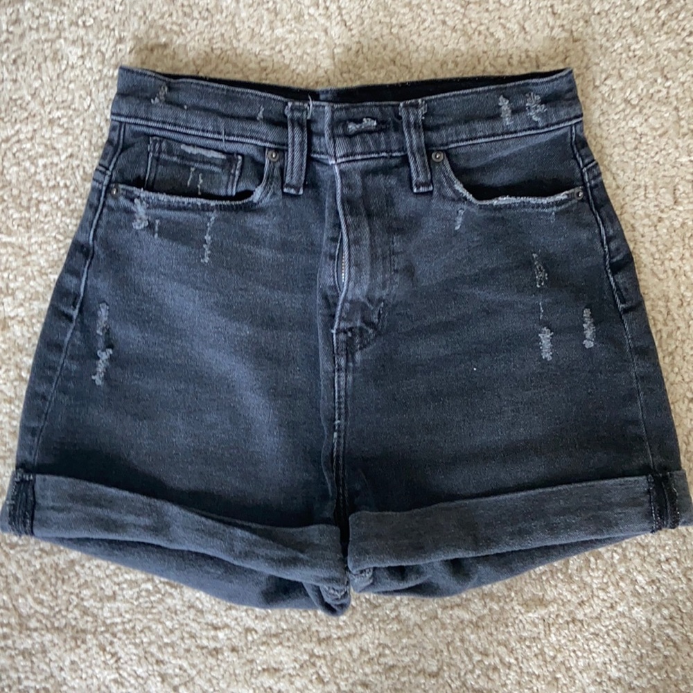 Urban outfitters distressed black jean shorts